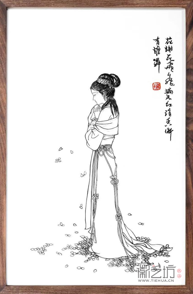 耄耋老人买下仕女铁画《黛玉葬花》